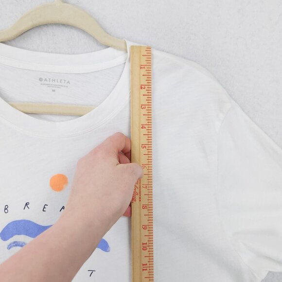 Athleta Shirt Womens Medium White Morgan Harper Breathe Rest Rise Graphic Tee - Picture 5 of 11